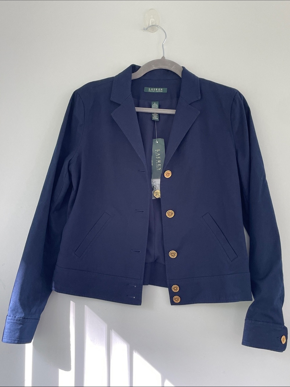 Lauren Ralph Lauren Navy Button-Down Blazer Jacket with Gold Buttons 6